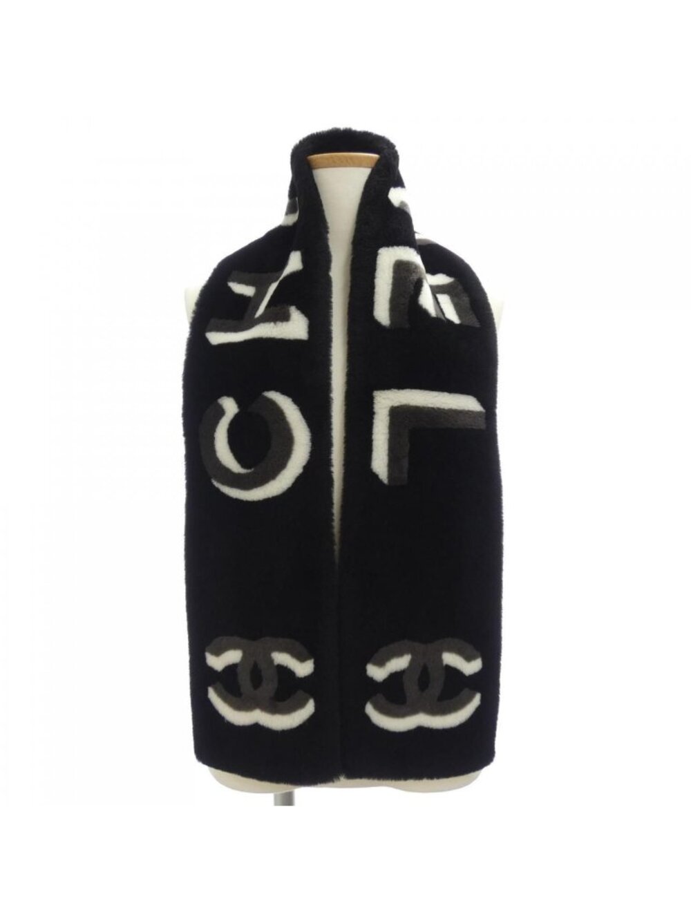 Chanel Shearling Scarf Black